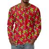 Men's Fashion Printed V-Neck Casual Long-Sleeved T-Shirt Bottoming Shirt Top