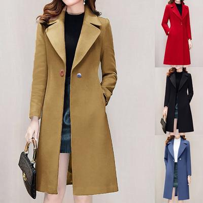 Women Slim Windbreaker Double Breasted Long Trench Coat Jacket Overcoat Outwear