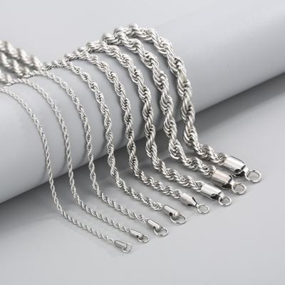 2~8mm Steel Color Stainless Steel Twist Chain Necklace Accessories Rock Hip-hop Color Men and Women Plain Chain