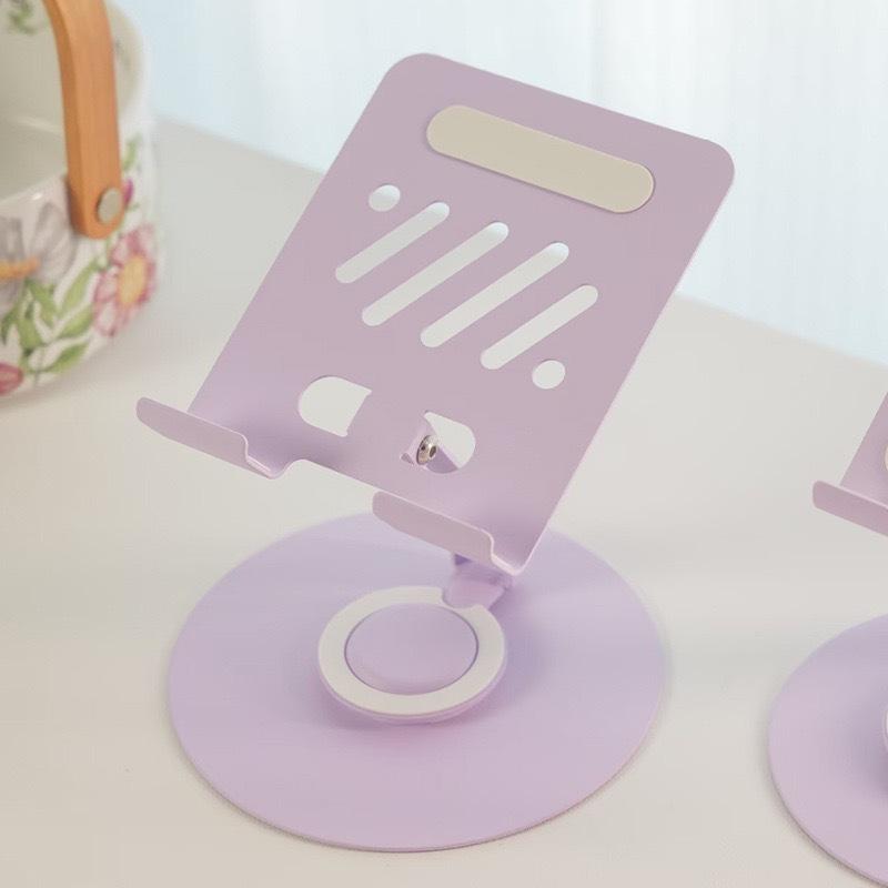 Dual-Axis Rotating Phone & Tablet Stand: Foldable, Metal, Universal Support for Live Streaming & Online Classes