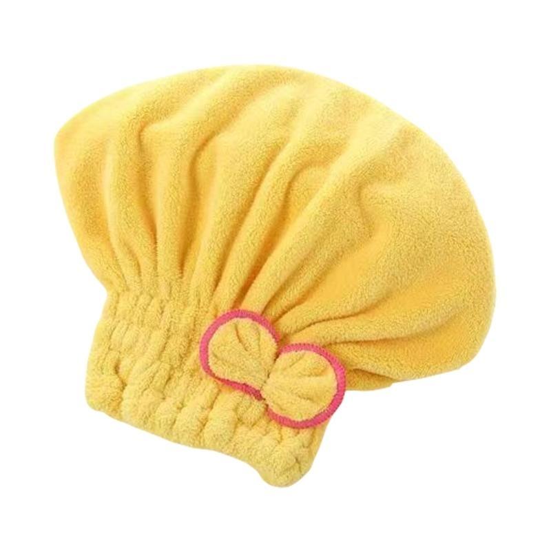 

652F High Absorbency Hair Towel Wrap, Quick Dry BowKnot Caps for Women with Long Hair жовтий