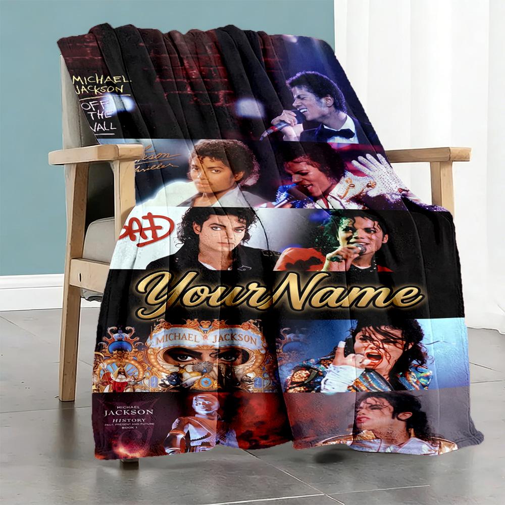 Michael Jackson 194 Personalized Text Blanket Lightweight Customizable Blanket Soft & Cozy Versatile for Sofa Office Chair Picnics Livingroom