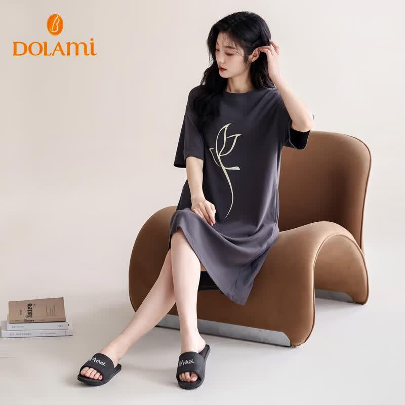 Dolamie Women s Casual Cotton Short Sleeve Nightdress M
