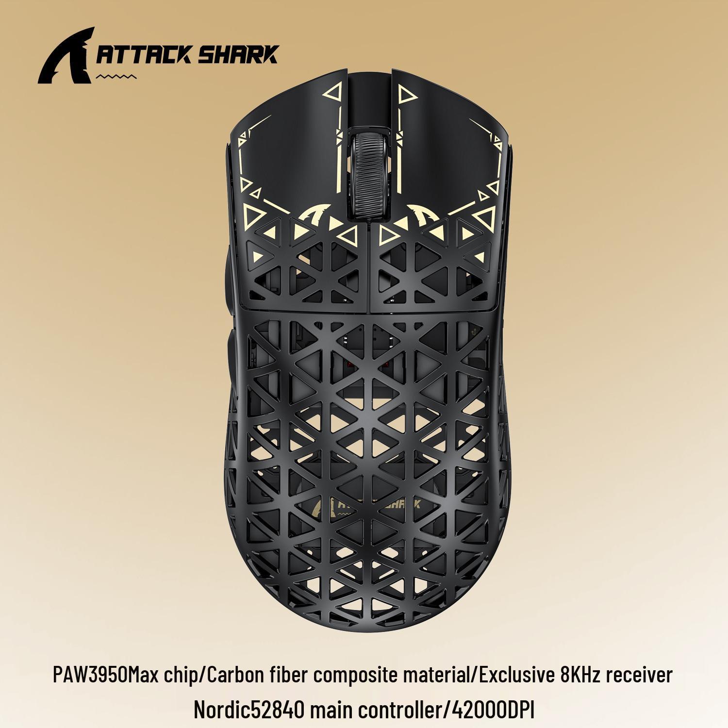 

Ігрова бездротова миша Attack Shark R5 Ultra - Легка вуглецева фібра, Потрійний режим Bluetooth, PAW3950, 8K. чорний