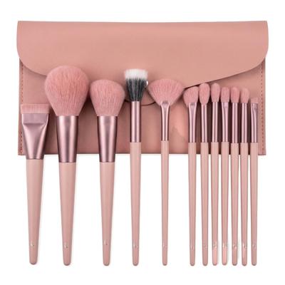 MeiYue Make-upkwasten Set Populaire Make-upkwasten met Super Vezels en Wordt Geleverd met een PU Make-up Opbergtasje Roze (12 stuks) - Multifunctioneel