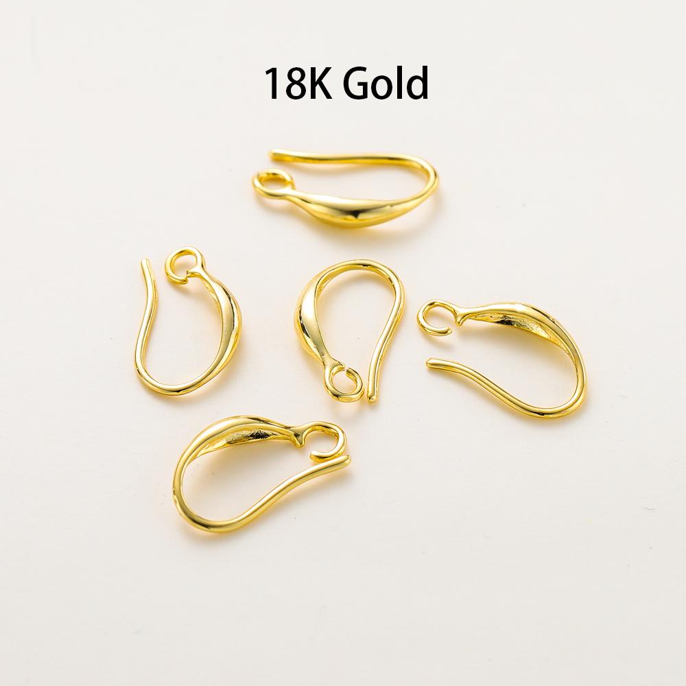 10Pcslot 14K 18K Real Gold Earing Pendant Hook Ear Wire Hook For Diy Jewelry Making Earing Charms Accessories Components