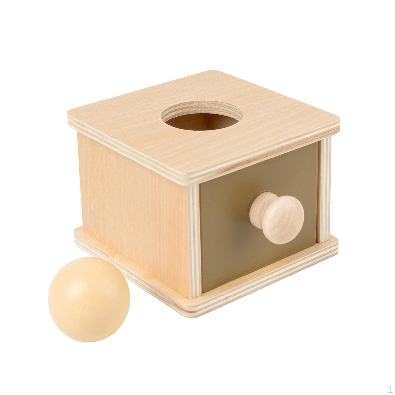 

Wooden Ball Drop Toy Object Permanence Box Teaching Aids Learning Education with for