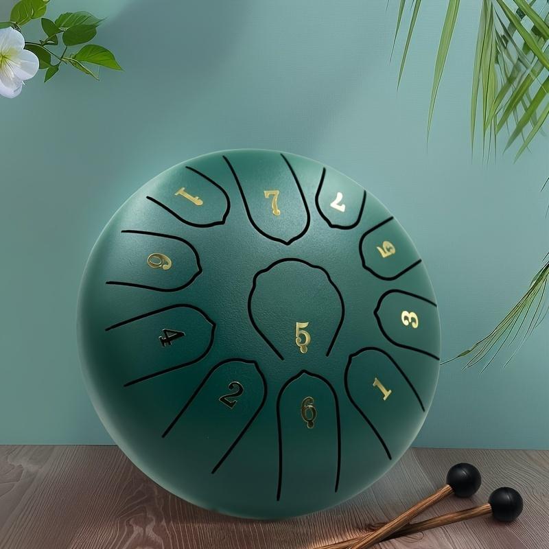 8-Inch 11-Note Steel Tongue Drum - C Key Portable Percussion Instrument for Yoga Beginners