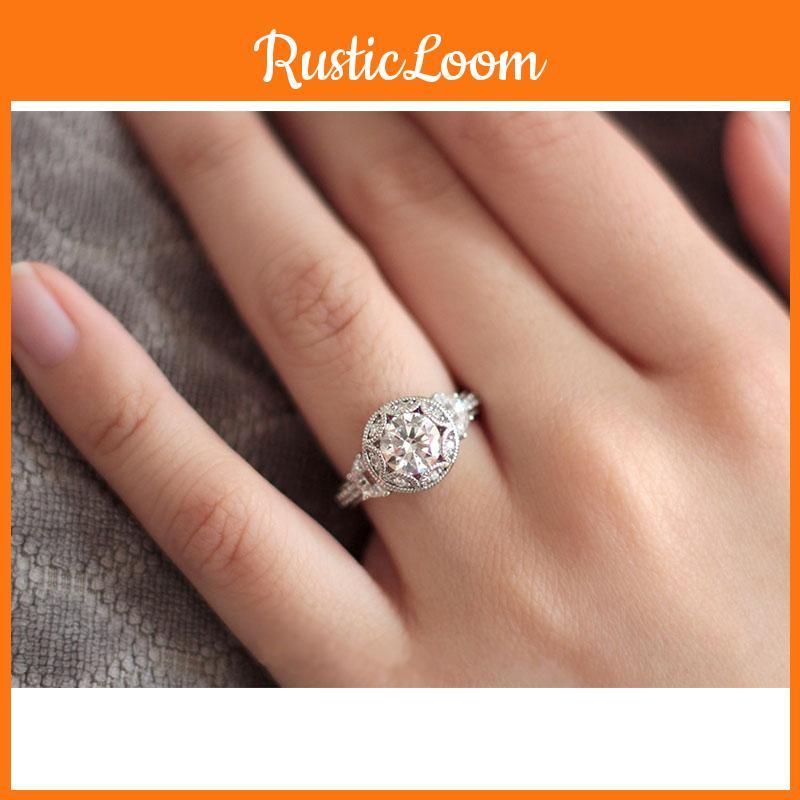 Stunning Silver Plated Jewelry Party Ring Featuring Round White Sapphire