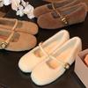 Ballet Style Increases with the Word Fluffy Mary Jane Autumn and Winter New Models Transcendent Foreign Style Gentle Soft Sole Velvet Single Shoes Wom