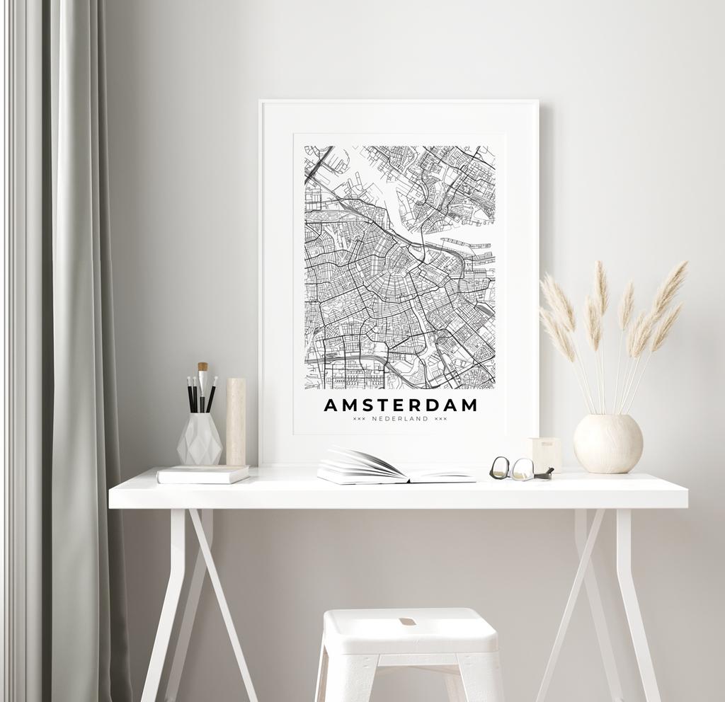 Poster Map City Plan Amsterdam