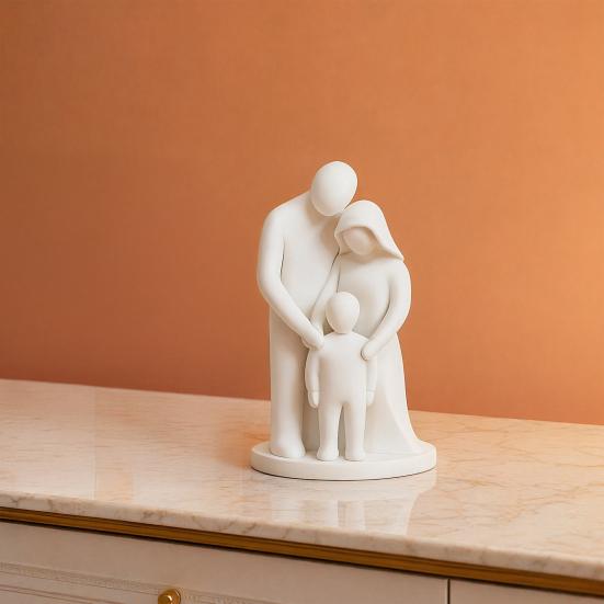 Family of 3 Figurine, 3D Printed Parents And Kids Statue, Minimalist Abstract Family Sculpture for Living Room Bedroom Shelf Desk Decor
