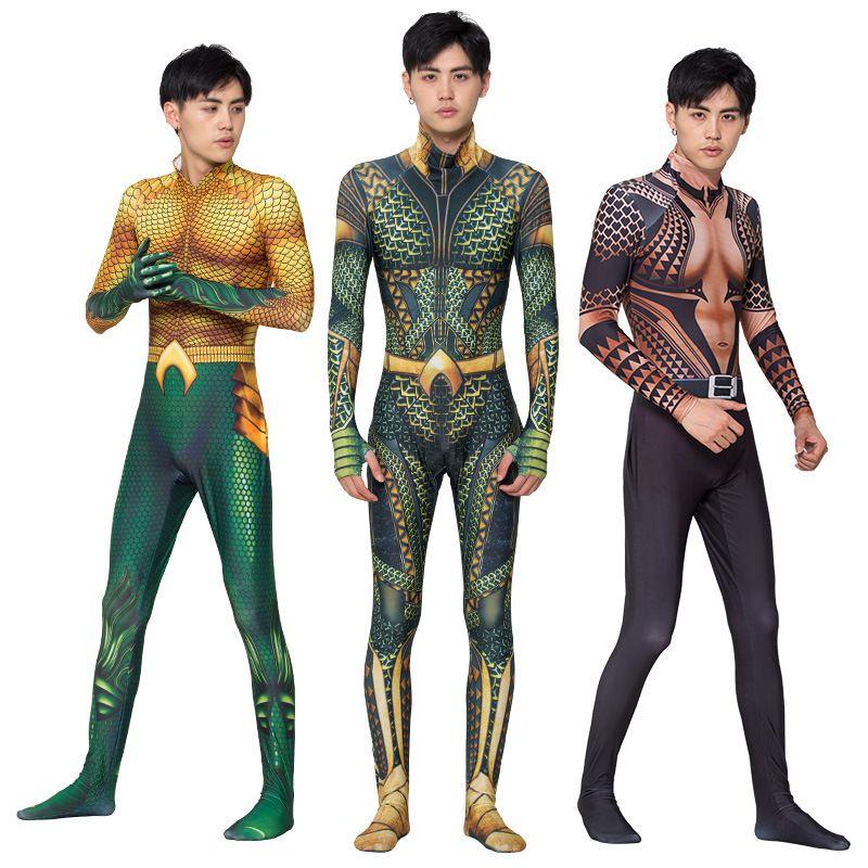 Aquaman Arthur Curry Cosplay Kostüm Bodysuit Perfekt für Halloween Cosplay**