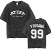 Vintage Washed Ateez Yunho Kpop Band Album 2026 TShirt Mens Women Hip Hop Loose Korean Fashion Short Sleeve T Shirt Streetwear