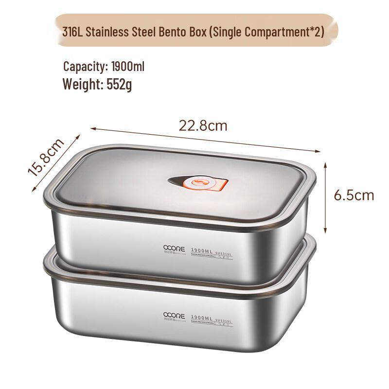 ZISIZ 316L Stainless Steel Microwaveable Lunch Box