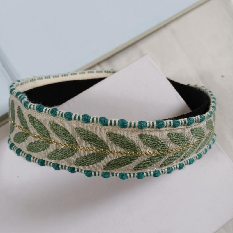 Wide Knotted Hairband With Leaf Embroidery Design Headbands Soft Fabric Hair Decoration Fashion Headwear For Women Girls