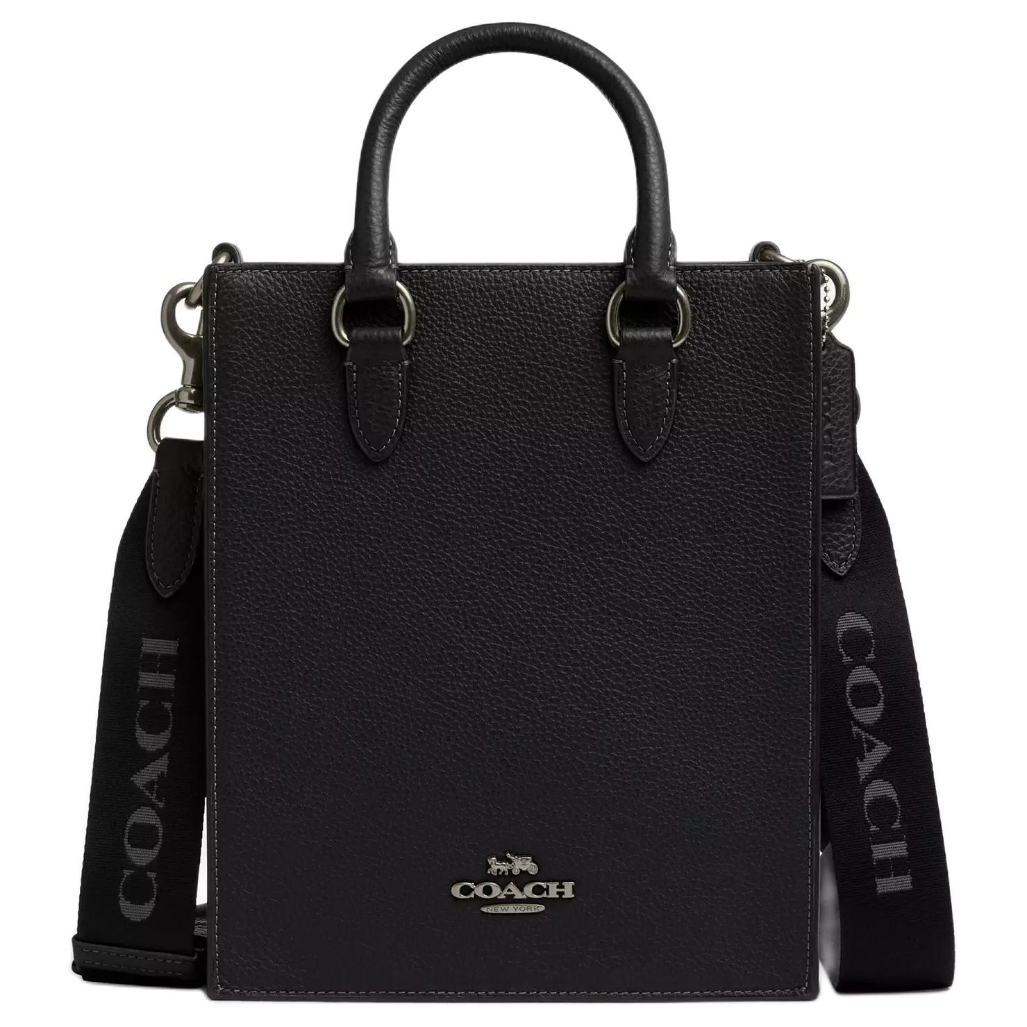 

Coach Dylan 21 Metal Logo Adjustable Detachable Shoulder Strap Zipper Closure Leather Shoulder Tote Bag Small Women handbags Black CT910-QBBK Basic Set (Bag+Dust Bag)