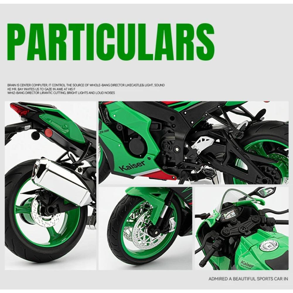 1/9 Kawasaki ZX10R Ninja Alloy Die Cast Motorcycle Model Toy Vehicle Collection Sound and Light Off Road Autocycle Toys Car