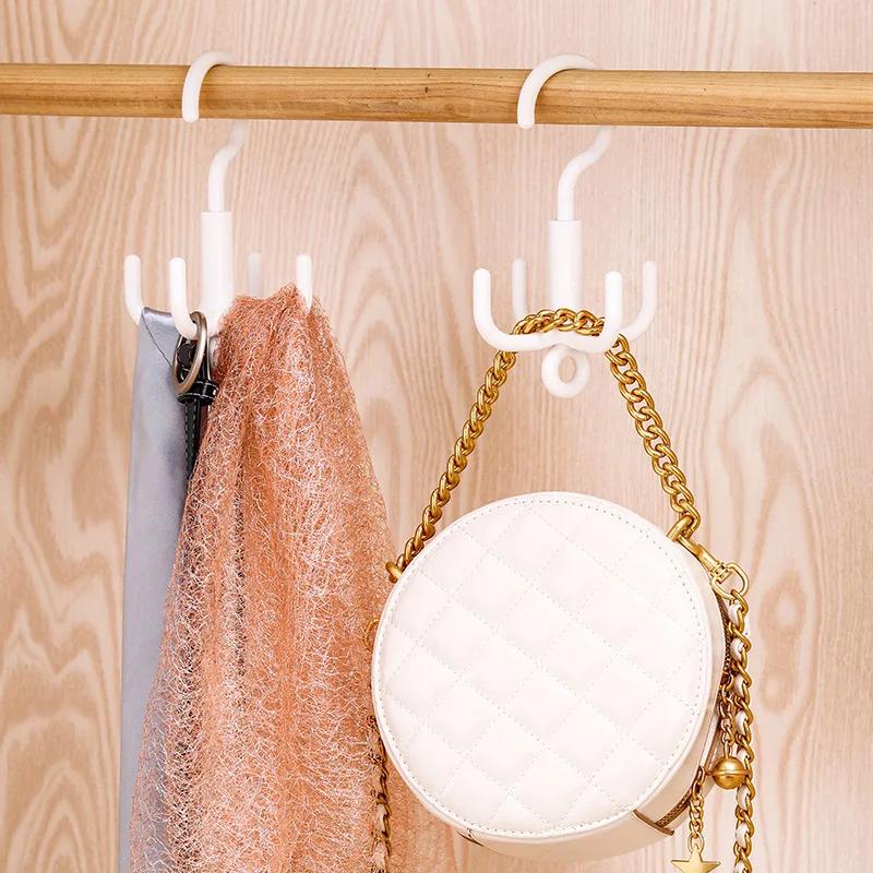 Four Claw Rotating Hook, No Punching Bag Tie Scarf Scarf Hat Hanger, 4.5kg Load-Bearing Storage Hook.