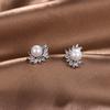 Round Pearl Earrings Stud Women Girls Fine Jewelry Silver Zircon Fashion Boucle Ooreille Femme Trendy Gifts Stud Earrings