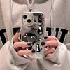 Little Black Cat Illustration Applies To iPhone17 Mobile Phone Case 16pro Electroplating Button 12 Apple 13 Mirror 15/14