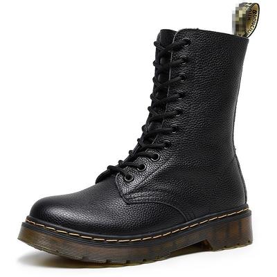 Lychee Pattern Martin Boots Women's Hole First Layer Short Boots Men's and Women's Leather Boots Round Head Trend