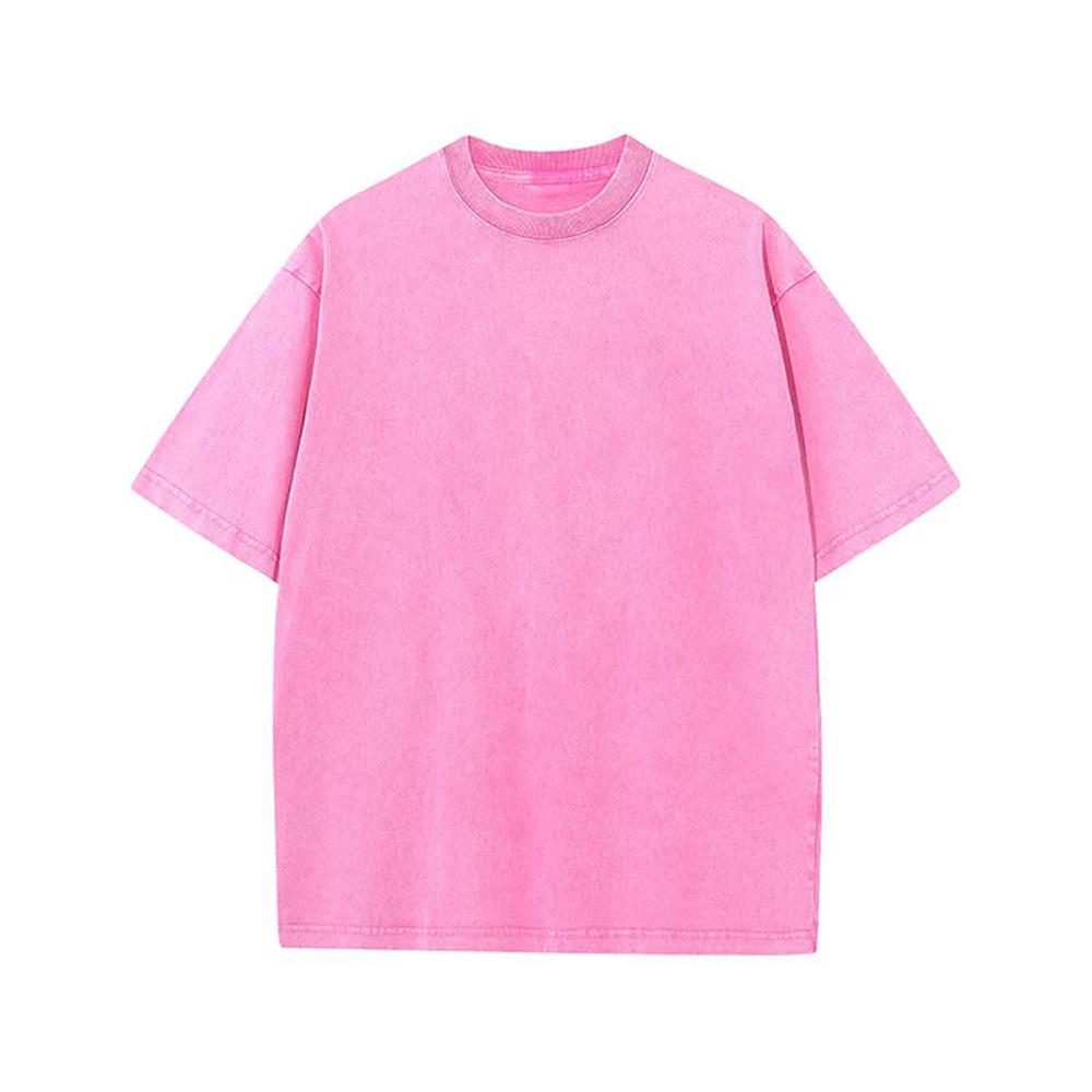 Men's Washed Drop Shoulder Crew Neck Retro Cotton T-Shirt - 230g, Short Sleeves, Trendy American Style.