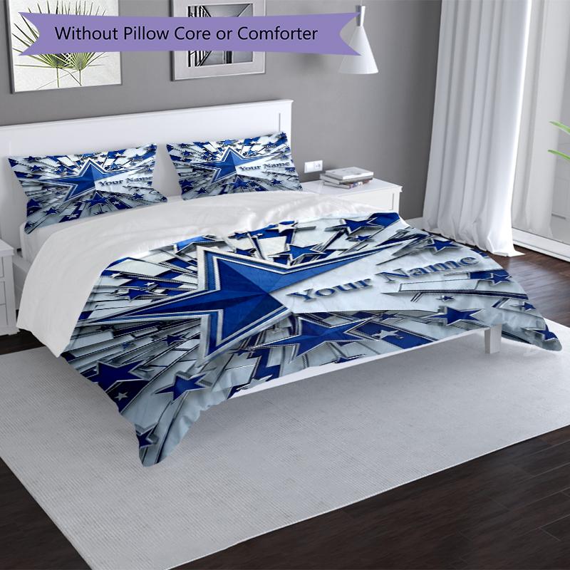 Star Burst Custom Name Text Print 1Pc Bedding Set Duvet Cover With Two Pillowcases Soft Bed Linen For Household Bedroom