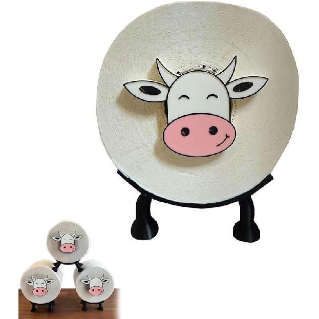 Cow Toilet Paper Holder, Funny Toilet Paper Roll Holder, Animal Toilet Paper Holder for 38 and 42 mm Rolls, Toilet Roll Holder for Bathroom Shelf 1Pcs