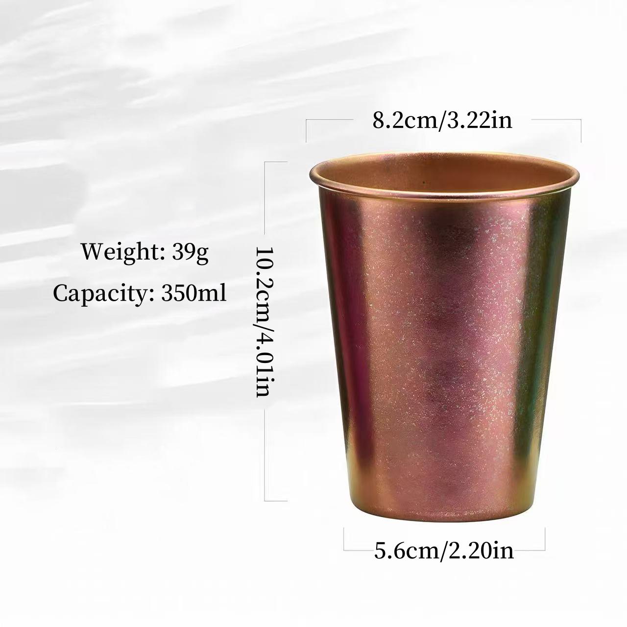 

300ml Vintage Pure Titanium Coffee Mug Camping Portable Polishing Breakfast Mule Milk Beer Juice Cup Water Drinking Tumbler 10.2cm 350ml