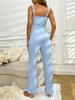 Multi-color Lace Camisole & Long Pants Pajama Set - Stretchy, Comfortable, and Versatile