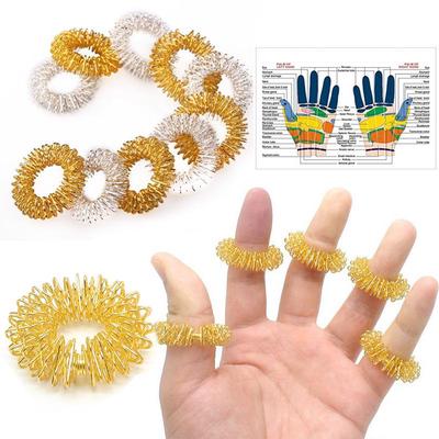 Finger Massage Rings Chinese Medicine Acupuncture Ring Health Care Hand Relax Gold Silver