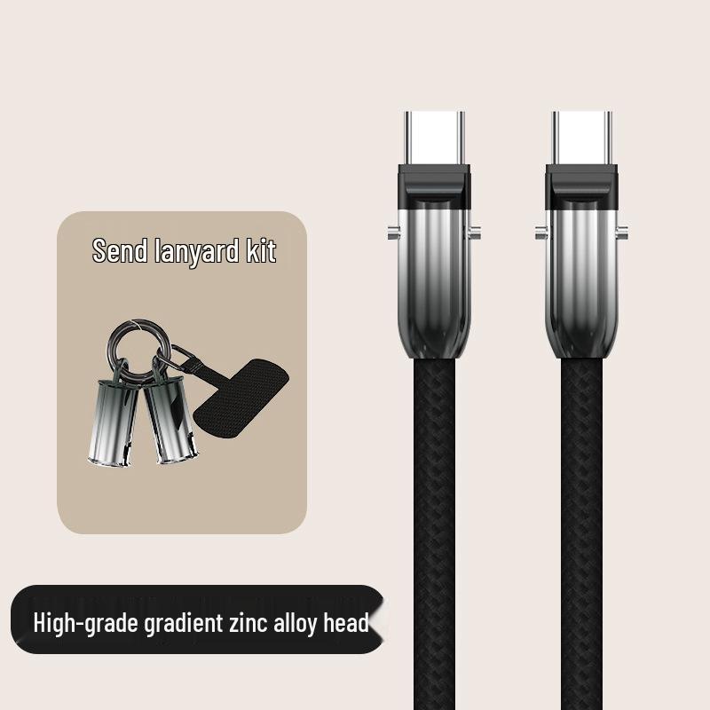 Dual-Use Gradient Lanyard PD60W Fast Charging Cable for Apple & Huawei Wrist 0.3m Apple 15/Android [Dual TYPE-C]