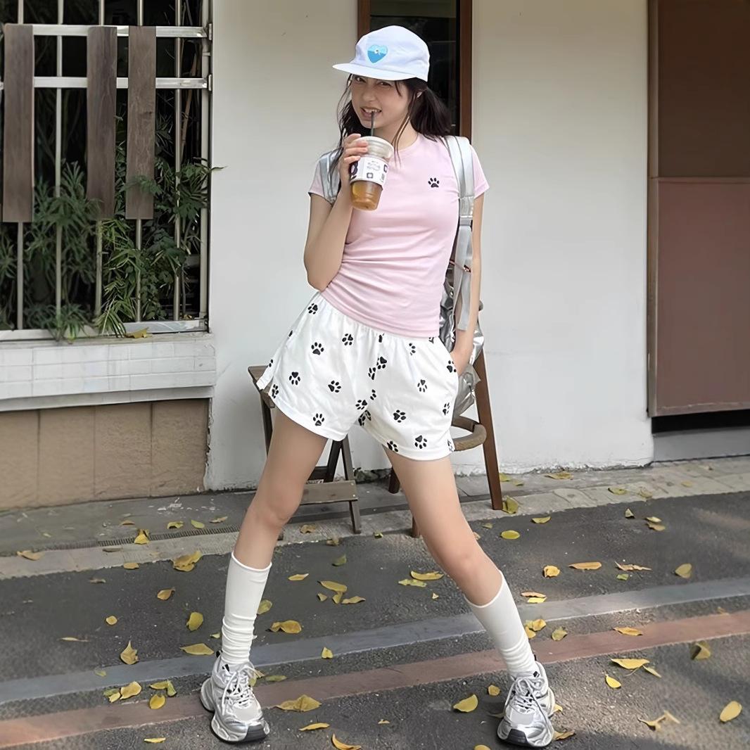 

Летние женские повседневные брюки с изображением щенка большого размера, замедляющие старение, спортивные шорты для йоги для женщин 5XL белый