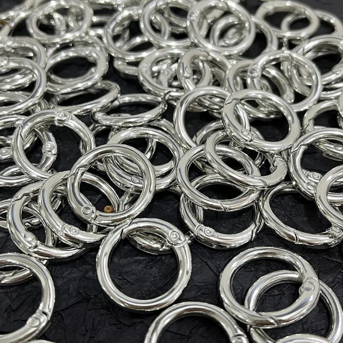 

10 шт. триггерные пружинные уплотнительные кольца, круглый карабин, зажим для брелоков, пряжка, сумки, кошельки (Золото) 10pcs серебряный