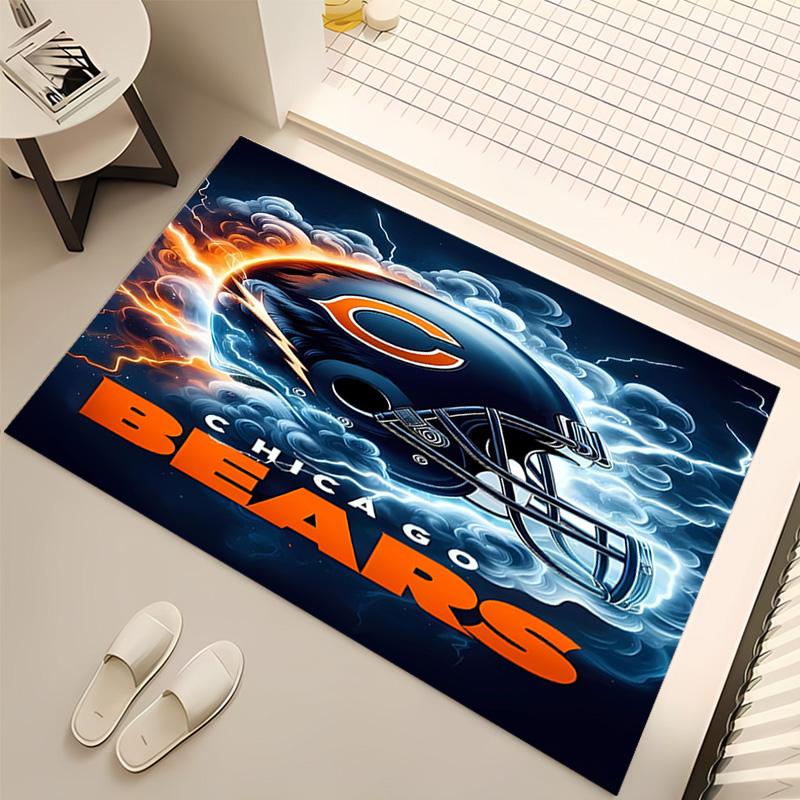 1pc Chicago Bears Logo Print Area Rug - Soft, Washable Non-Slip Indoor Mat, Living Room, Home Office Decorative Rug,Office Decorative