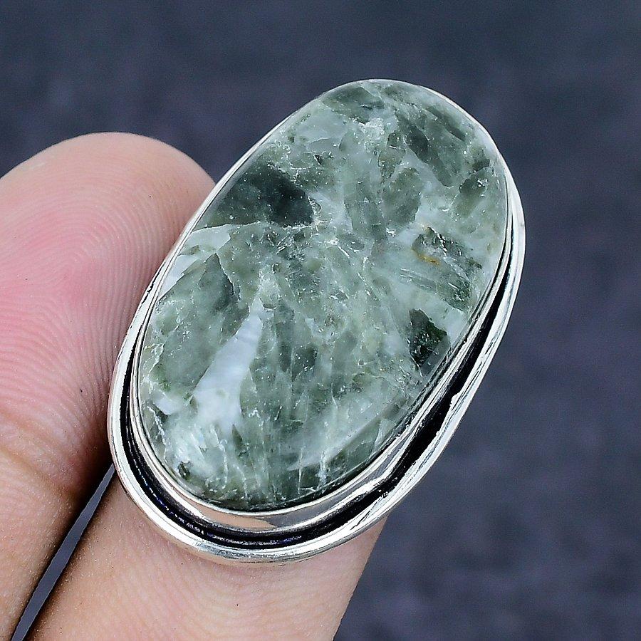 Seraphinite Gemstone 925 Sterling Silver Jewelry Ring Size 6