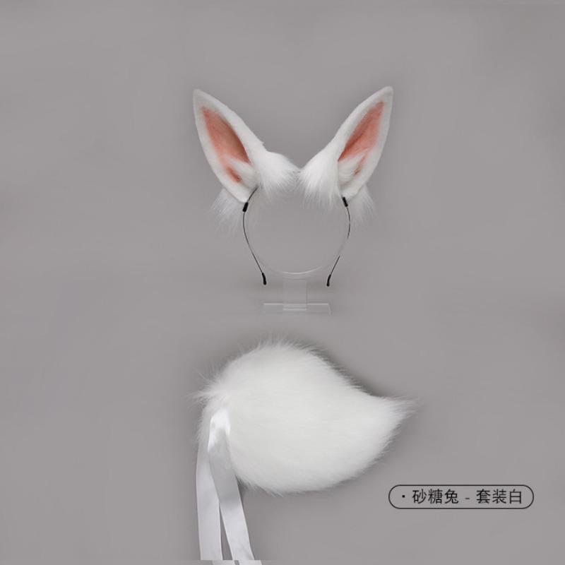 Simulation Beast Ear Tail Suit Fashion Accessories One Piece Sugar Rabbit Plush Rabbit Ears Headband Headgear Hair Accessories