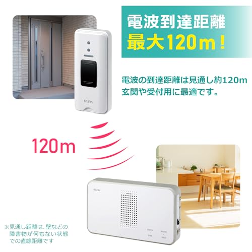 ELPA Wireless Chime Push Button Set, Intercom, No Installation Required, Wireless, No Wiring Required, EWS-S5030