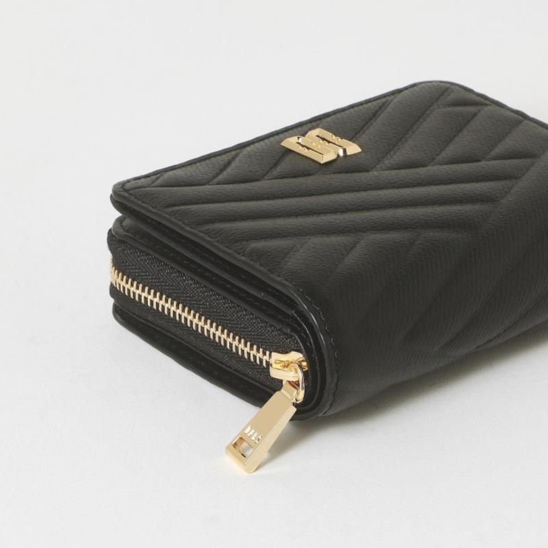 Daks Black Carlisle Embossed Leather Golddd Zipper 2 Fold Wallet Dcwa6e216bk