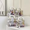 New fashion silk scarf graffiti contrasting color Princess Diana bag portable shoulder oblique span trendy women's bag