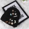 Korean version designer knitted hat children's sweet button face small wool hat autumn and winter bag head warm cold hat