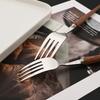 4/20Pcs Imitation Wooden Handle Cutlery Set Brown Silver Dinnerware Set Knife Fork Spoons Tableware Stainless Steel Flatware