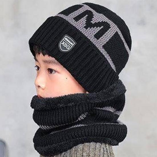 Зимняя детская шапка с шарфом — фото 7