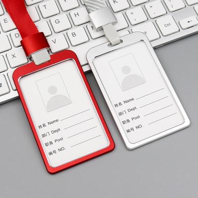 Aluminum Alloy Employee ID Lanyard with Metal Card Holder and Company Logo