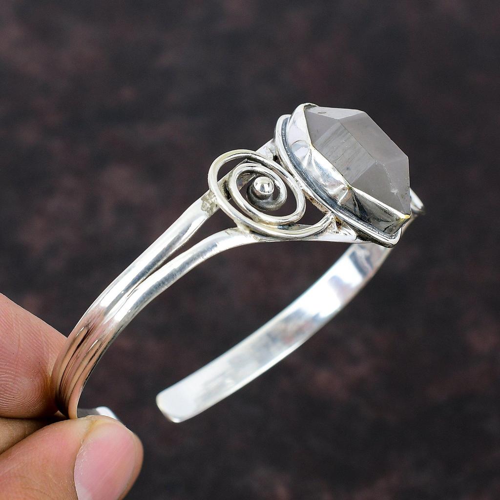 Herkimer Diamond Bangle Gemstone Bangle 925 Sterling Silver Cuff Bracelet Handmade Cuff Bracelet Adjustable Bangle Designer Jewelry For Gift