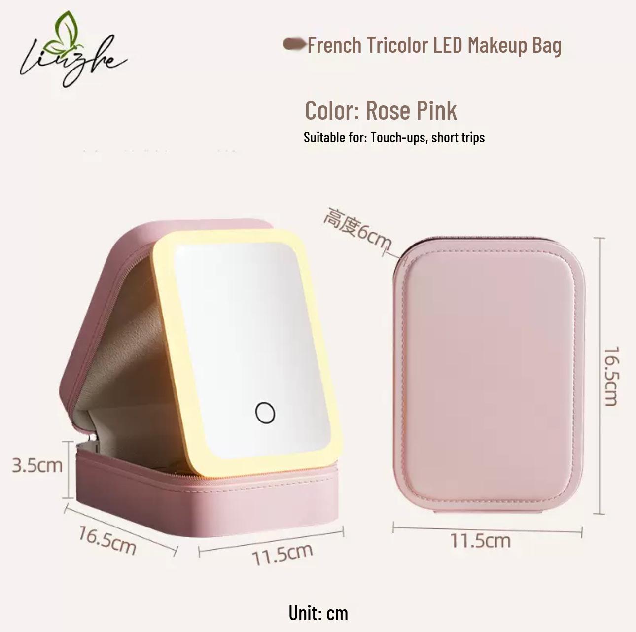 

Foldable Jewelry Box with LED Makeup Mirror: Portable, Multifunctional Travel Organizer розовый