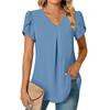 Women V Neck Splice Lace Decoration Pullover Shirt Elegant Female Blouse Summer Casual Short Sleeve Top