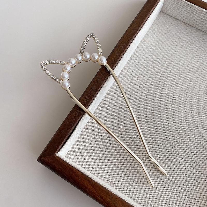 Elegant Pearl U-shaped Hairpin for Women - New Chinese Style Updo Accessory 2025