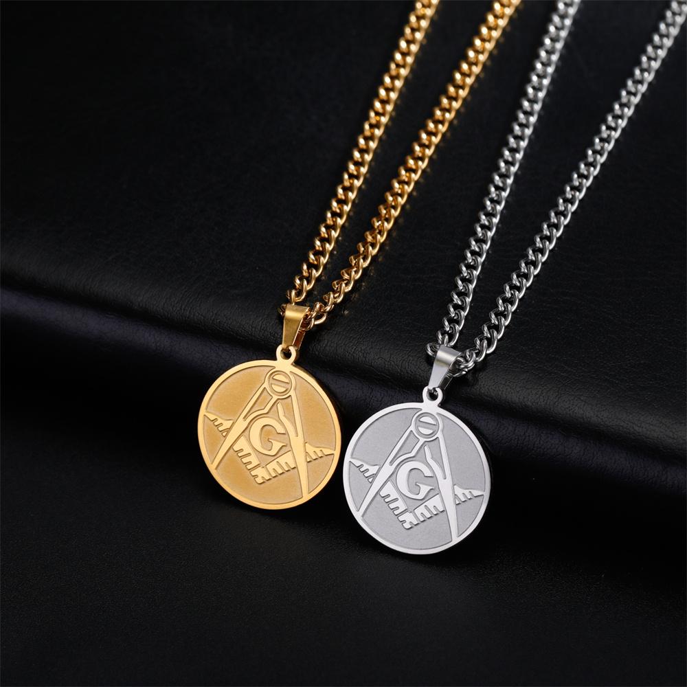 Vintage Freimaurer Anhänger Halskette für Männer Edelstahl Freimaurer Energie Halsketten Gotisches Religiöses Amulett Schmuck Geschenk